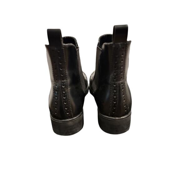 Massimo Dutti Leather Ankle Boots Oxford Women's Sz 8/39 Black Brogue Wingtip - Picture 6 of 12